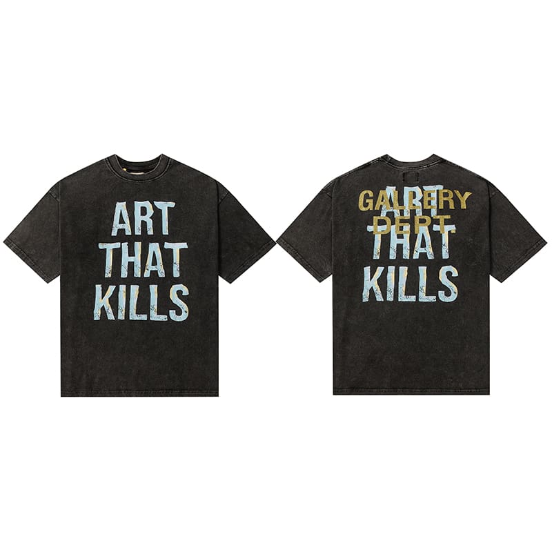Gallery Dept Retro Paint-Splattered Graffiti Cotton T-Shirt for Men and Women