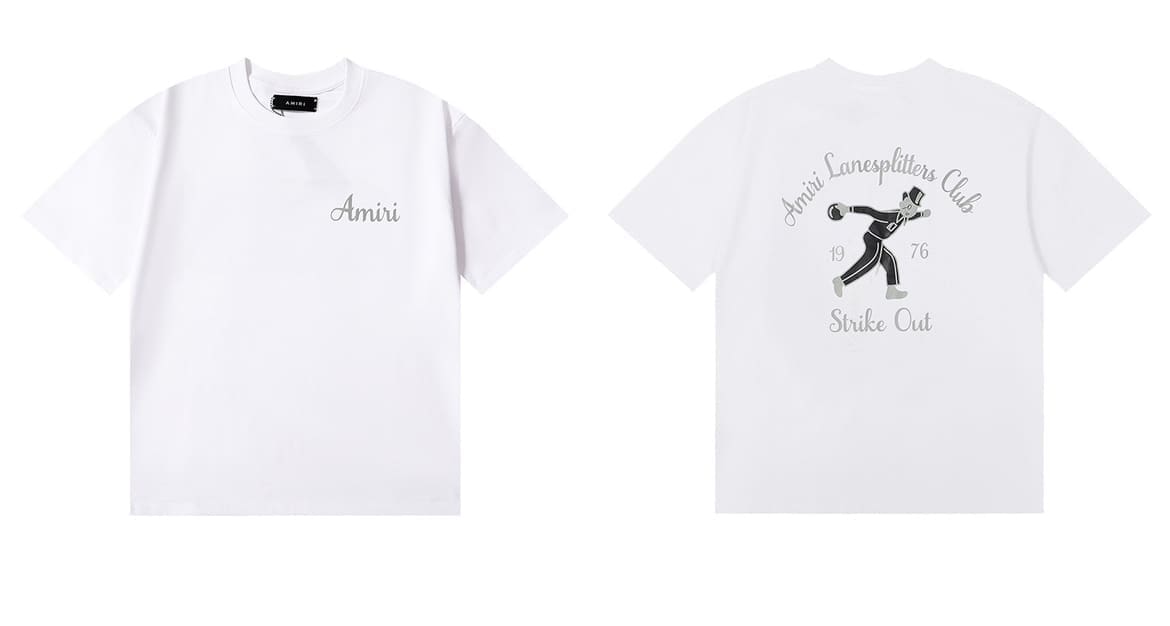 Amiri Fashion Solid Color High Street T-Shirt Retro Loose Fit A