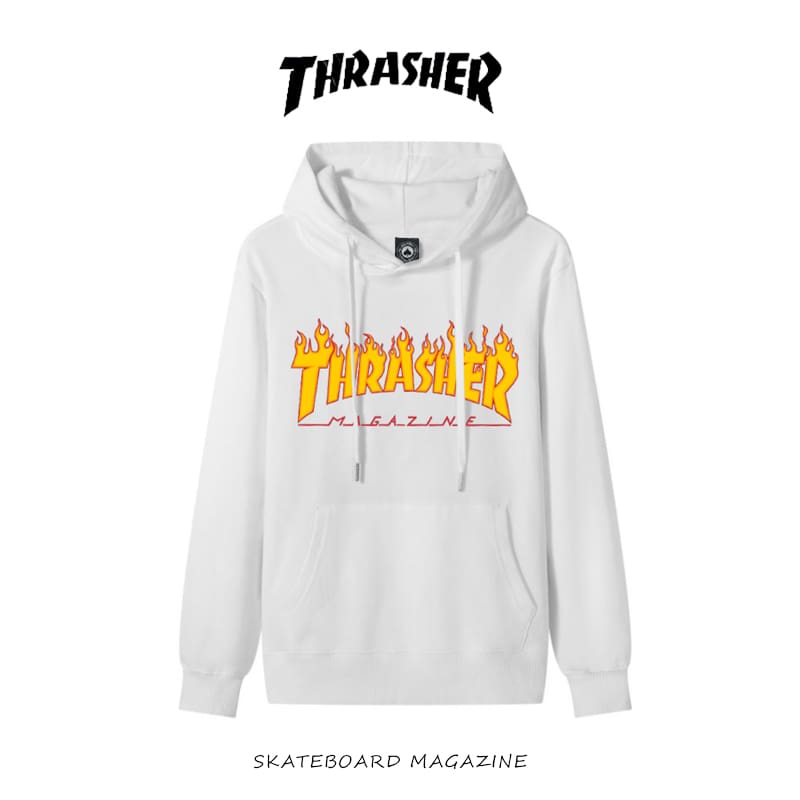 thrasher flame yellow fire hooded sweater loose casual pure cotton coat