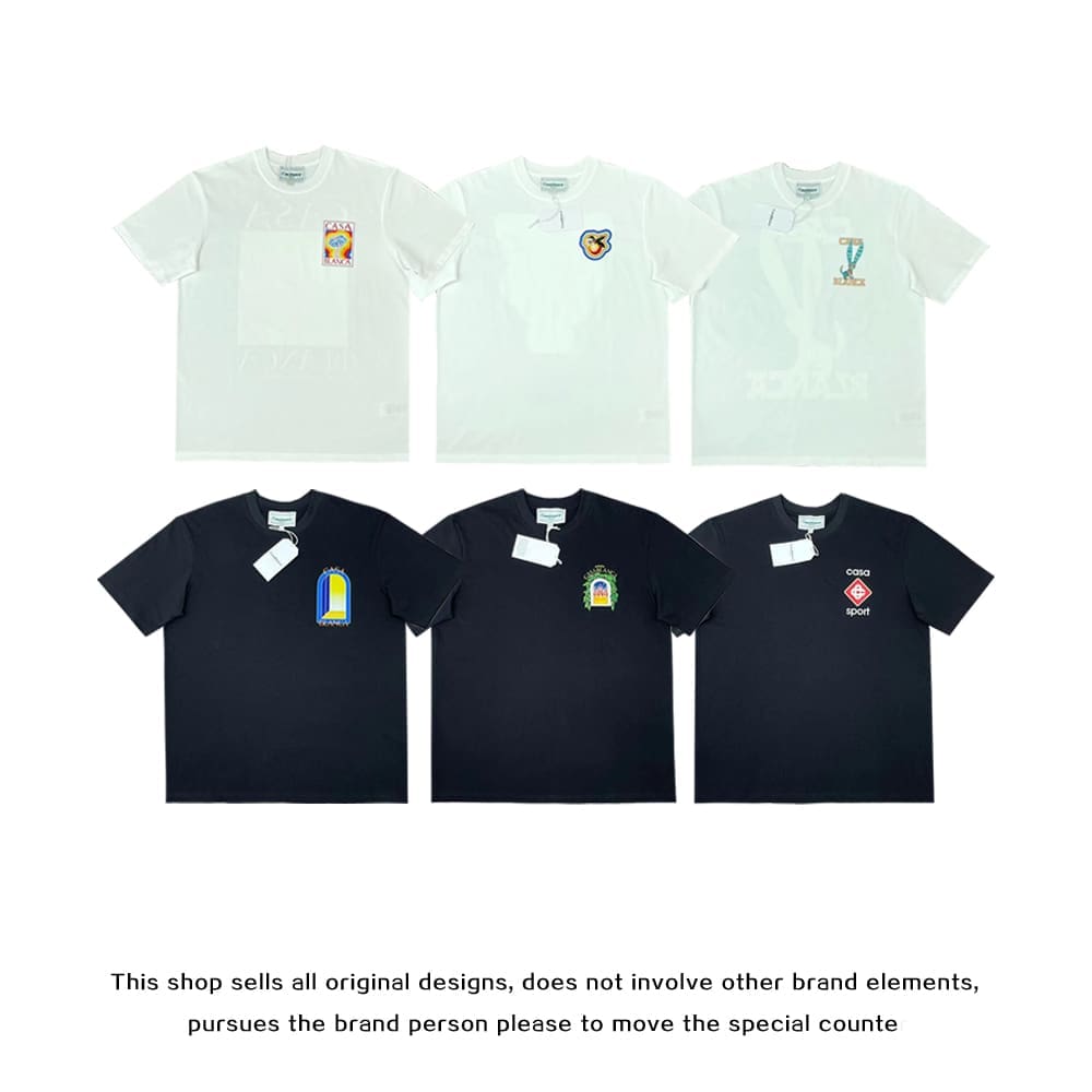 FOG AMIRI CASABLANCA Printed Pattern Loose Round-Neck Short-Sleeve T-Shirt for Men and Women