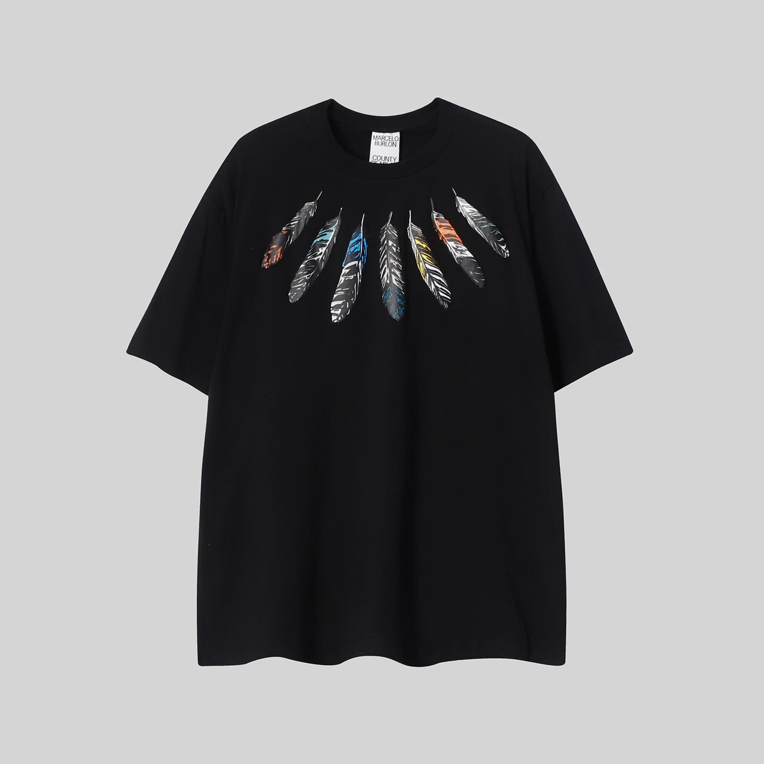 Marcelo Burlon Python Lion’s Head Feather T-Shirt Summer Couple Wear