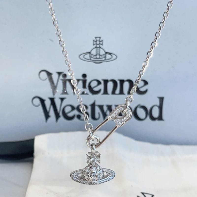 u1u1enne westwood saturn pin necklace clavicle chain for women