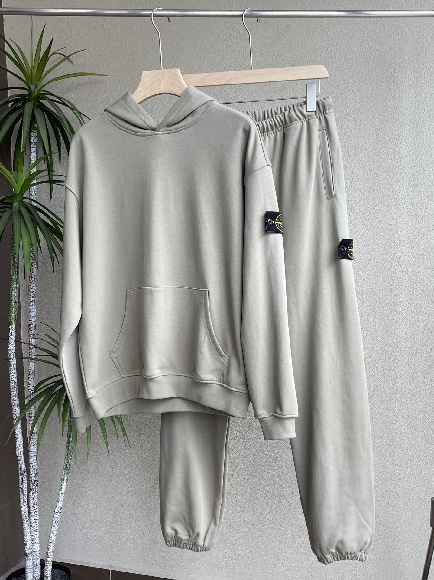 Stone Island Hooded Cuffband Terry Sweatshirt and Sweatpants Set