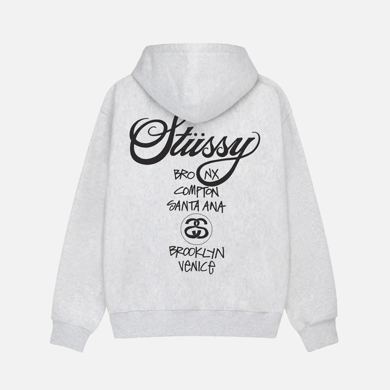 stussy world cruise zipper couple sweater stussy classic hooded men’s and women’s cardigan baggy coat fashion
