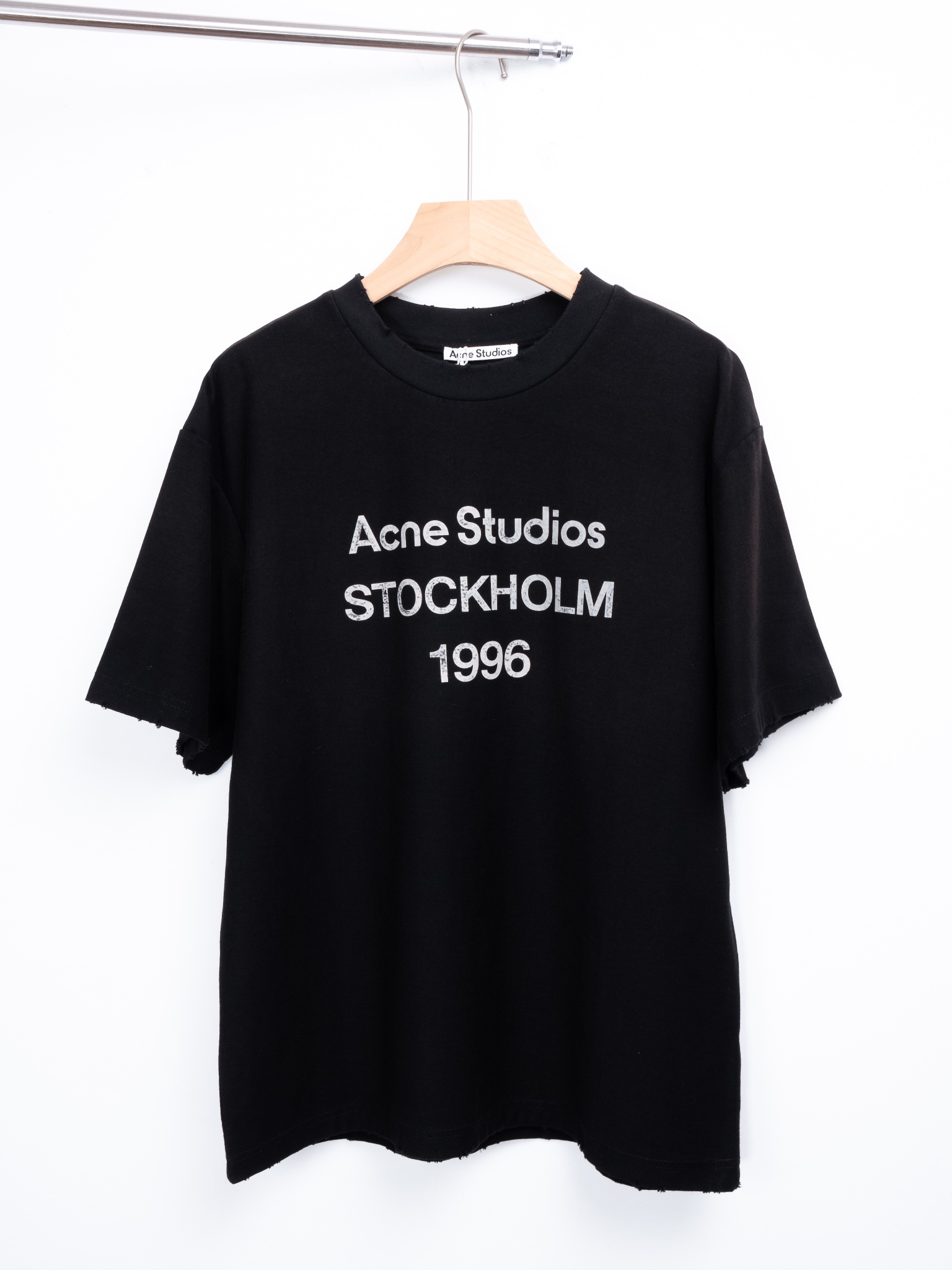 Top version AS 24SS 1996 series retro washed worn old version printed letter slub cotton long sleeve T-shirt