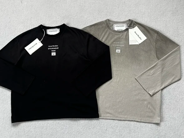 Top version AS 24SS autumn new high grade gray chest gilding letters 1996 long sleeve T-shirt